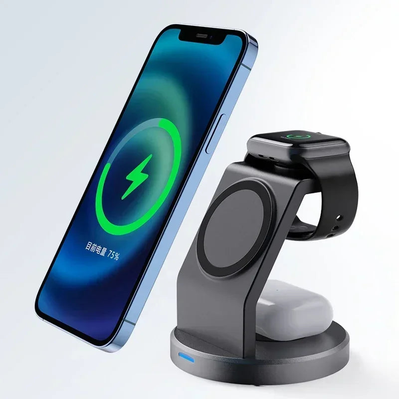PowerHub 3 In 1 Max Power Magnetic Wireless Charger Stand For iPhone 13 14 15 16 Pro Max iWatch AirPods Station Dock MagSafe Fast Charging Station