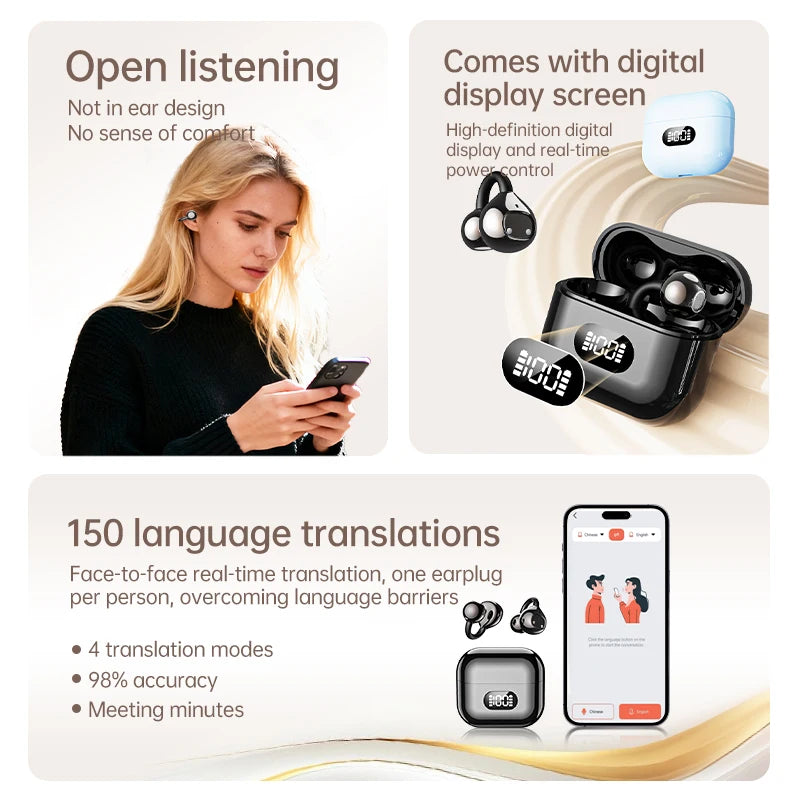 LigoLink AI Translator Earbuds - Real- Time Translator in 144 Languages