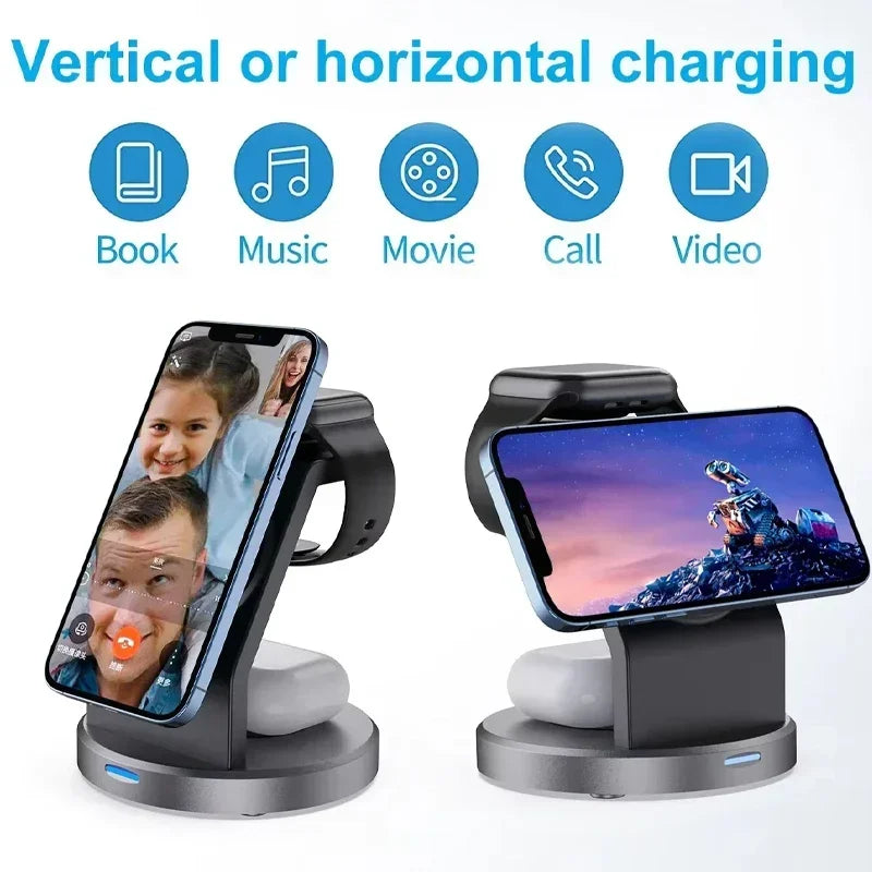 PowerHub 3 In 1 Max Power Magnetic Wireless Charger Stand For iPhone 13 14 15 16 Pro Max iWatch AirPods Station Dock MagSafe Fast Charging Station